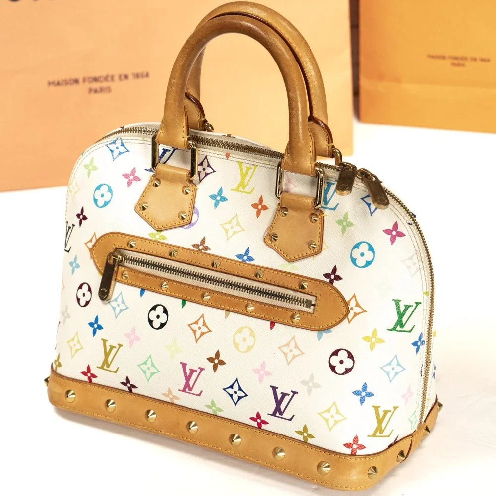LOUIS VUITTON Alma PM Multicolor White Takashi Murakami - EUC - Picture 16 of 16